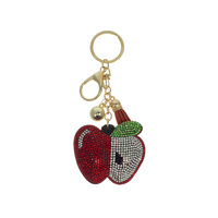 RED APPLE JEWELED KEYCHAIN