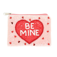 VALENTINE'S DAY "BE MINE" BEADED COIN BAG