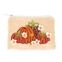 FALL THEME GIVE THANKS SEED BEAD COIN BAG