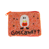 GOT CANDY - HALLOWEEN THEMED SEED BEAD HANDMADE BEADED COIN PURSE WALLET