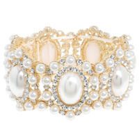 BAROQUE CRYSTAL GEMSTONE CLUSTER STRETCH BRACELET