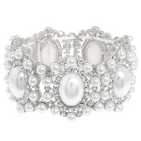 BAROQUE CRYSTAL GEMSTONE CLUSTER STRETCH BRACELET