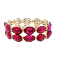 2-ROW CRYSTAL OVAL CUT CLUSTER BRACELET