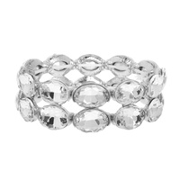 2-ROW CRYSTAL OVAL CUT CLUSTER BRACELET