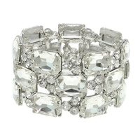 3-ROW RECTANGLE CUT CRYSTAL GEM CLUSTER BRACELET