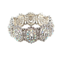 RHINESTONE BRACELET W/DIAMONDS SILVER