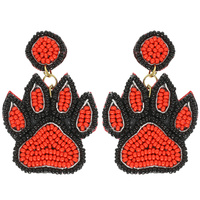 GAME DAY PAW BEAD EMBROIDERED EARRINGS