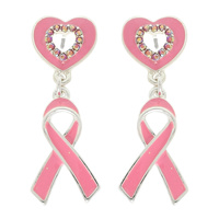 BREAST CANCER AWARENESS PINK RIBBON EARRINGS