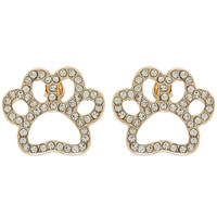 GAME DAY PAW RHINESTONE PAVE POST EARRINGS