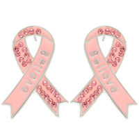 BREAST CANCER AWARENESS PINK RIBBON EARRINGS