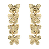 TEXTURED BUTTERFLY CHARM LINEAR EARRINGS