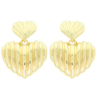 DOUBLE RIDGED HEART POST EARRINGS