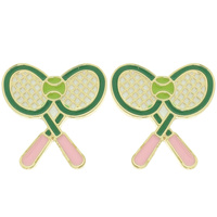 TENNIS SET THEME ENAMEL STUD EARRINGS