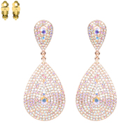 CRYSTAL PAVE TEARDROP CLIP-ON EARRINGS