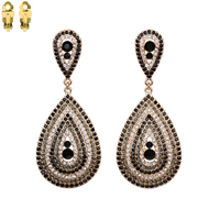 CRYSTAL PAVE TEARDROP CLIP-ON EARRINGS