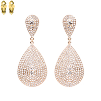 CRYSTAL PAVE TEARDROP CLIP-ON EARRINGS