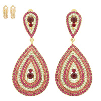 CRYSTAL PAVE TEARDROP CLIP-ON EARRINGS