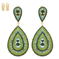 CRYSTAL PAVE TEARDROP CLIP-ON EARRINGS