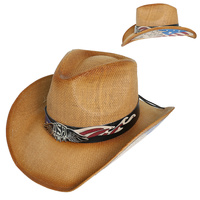 PATRIOTIC WESTERN  THEMED COWBOY HAT WITH BAND