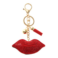 RED RHINESTONE PAVE LIPS KEYCHAIN