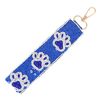 PAW BEADED SEQUINS EMBROIDERED KEYCHAIN