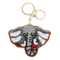 GAME DAY ELEPHANT BEAD EMBROIDERED KEYCHAIN