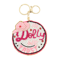 WESTERN DOLLY WE TRUST EMBROIDERED KEYCHAIN