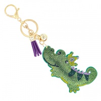 MARDI GRAS CROCODILE JEWELED KEYCHAIN