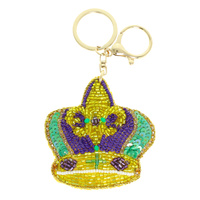 MARDI GRAS CROWN JEWELED KEYCHAIN