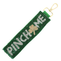 ST. PATRICK THEMED JEWELED WRISTLET KEYCHAIN