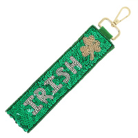 ST. PATRICK THEMED JEWELED WRISTLET KEYCHAIN