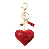 PUFF HEART JEWELED KEYCHAIN