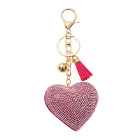 PUFF HEART JEWELED KEYCHAIN