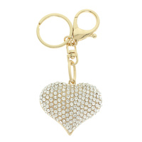 RHINESTONE EMBELLISHED HEART KEYCHAIN