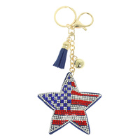 PATRIOTIC STAR CHARM TASSEL KEYCHAIN