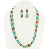 WESTERN MULTI-STRAND SEED BEAD NECKLACE SET