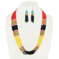 WESTERN MULTI-STRAND SEED BEAD NECKLACE SET