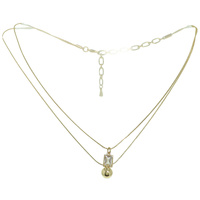 LAYERED CRYSTAL AND BALL PENDANT CHAIN NECKLACE