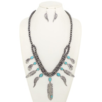 WESTERN NAVAJO FEATHER BEAD NECKLACE SET
