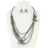 HALLOWEEN ENTANGLED SPIDER CHAIN NECKLACE SET