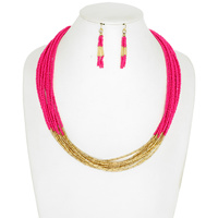 WESTERN COLORFUL MULTI-STRAND BEAD NECKLACE SET