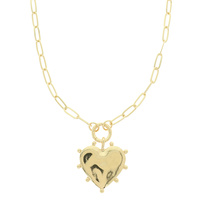 MARAJO THEMED SPIKED HEART PENDANT NECKLACE