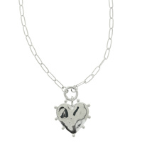 MARAJO THEMED SPIKED HEART PENDANT NECKLACE