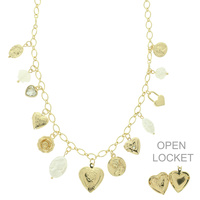 HEART LOCKET AND PEARL NECKLACE