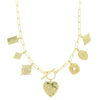 COMPASS HEART THEME MULTI-CHARM NECKLACE