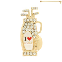 JEWELED I LOVE GOLF BAG BROOCH PIN