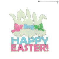 HAPPY EASTER BUNNY EPOXY BROOCH PIN