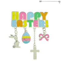 HAPPY EASTER CHARMED BROOCH PIN