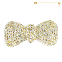 JEWELED BOW TIE BROOCH PIN