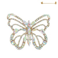 CRYSTAL RHINESTONE BUTTERFLY FILIGREE BROOCH PIN